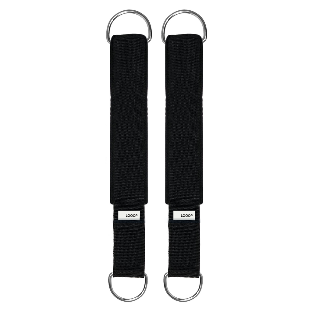 Loops für Pilates Reformer, längenverstellbar mit Doppel-D-Ring - Black Knight - Farbe: Schwarz
